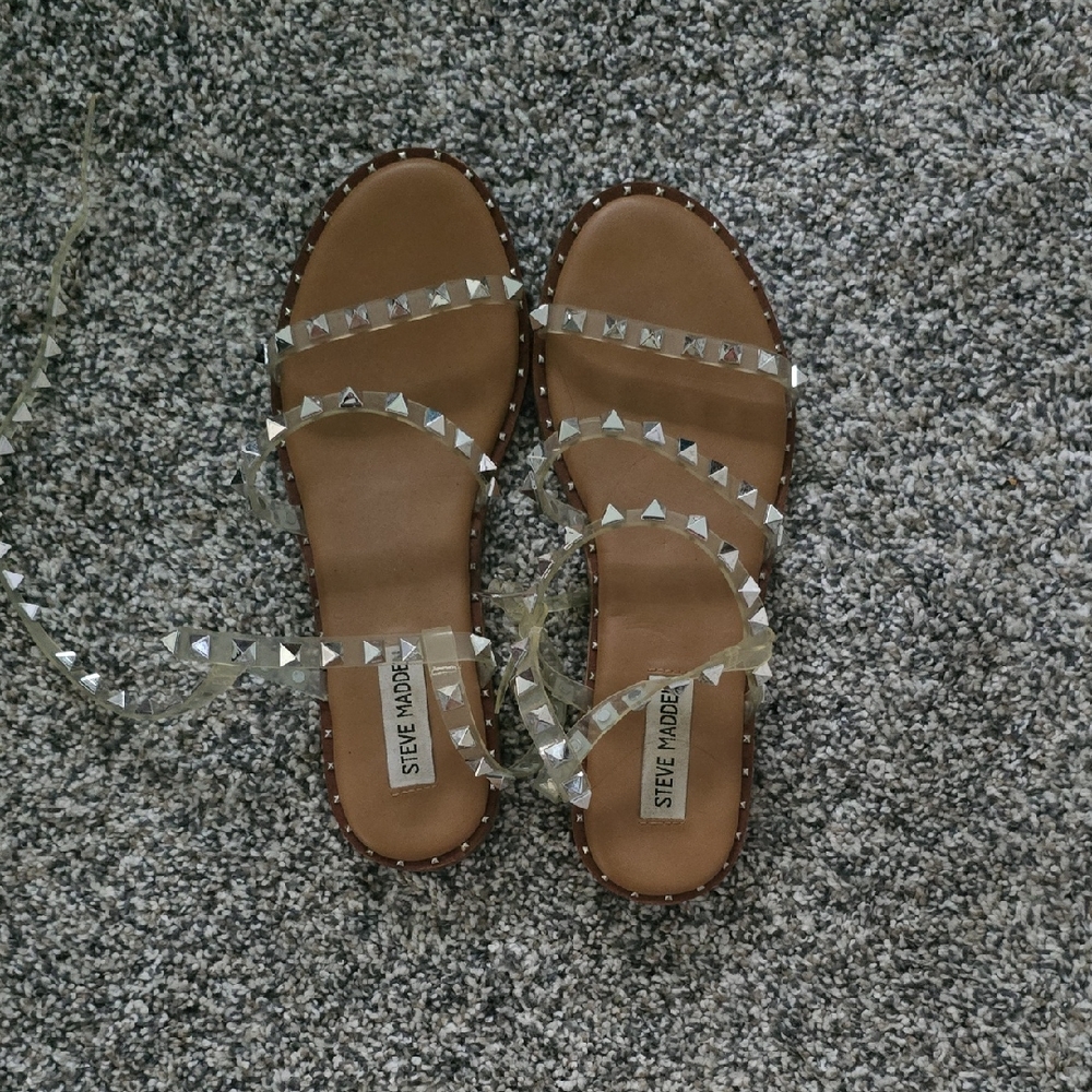 Steve Madden Brown and Silver Studded Sandals